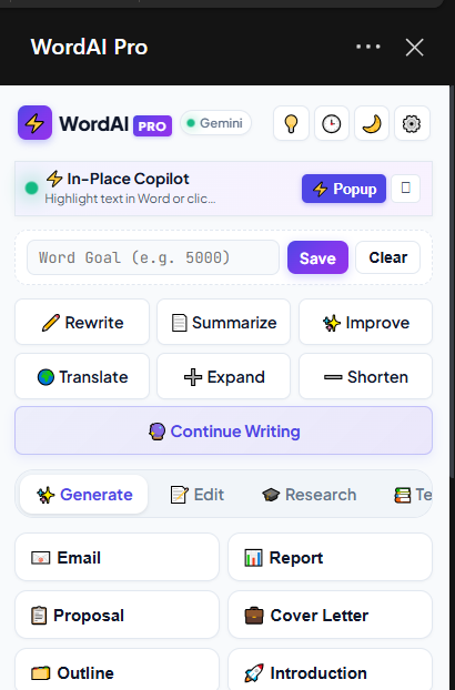 AI Content Generation & In-Place Copilot